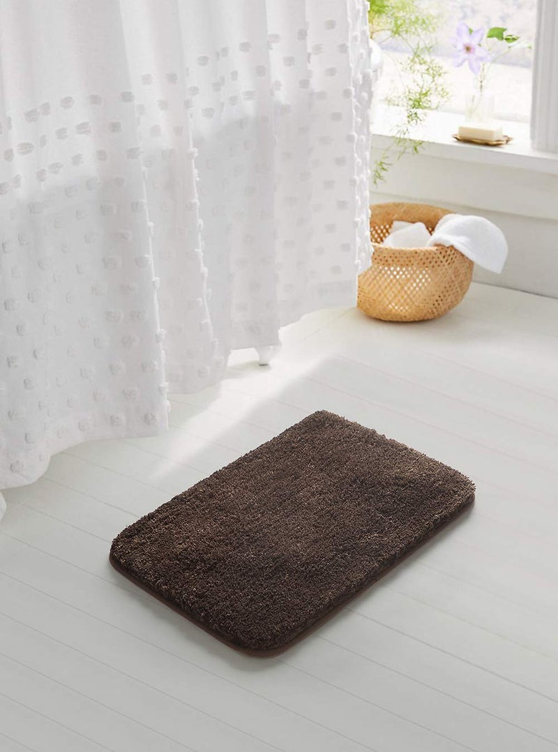 Suchtale Bathroom Contour Rug Non Slip Bath Mat Water Absorbent Soft Microfiber Shaggy Bathroom Mat Machine Washable Bath Rug for Bathroom Thick Plush U Shape Toilet Rug (20 x 24, Brown) - Image 2